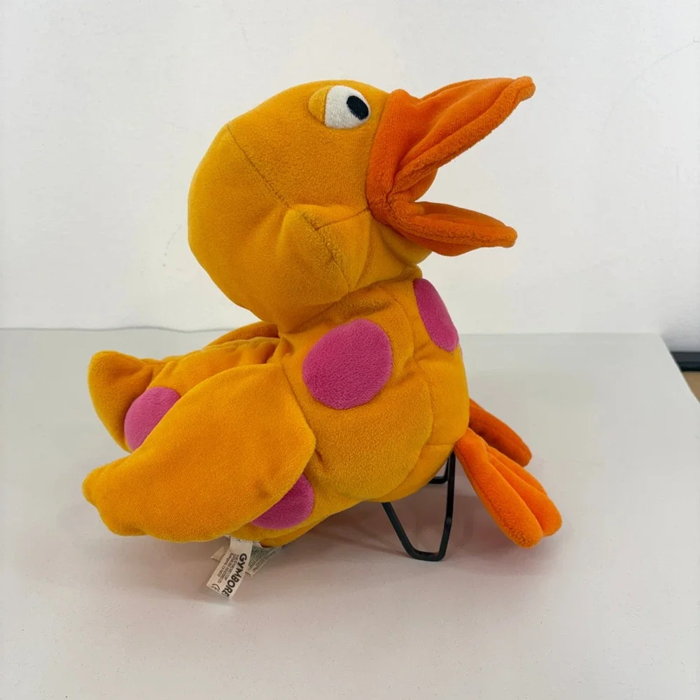Gymboree Orange Pink Polka Dot Duck Plush Hand Puppet Vintage Toy Y2K
